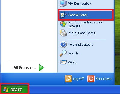 Inicio - Control Panel - Windows XP