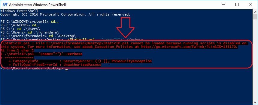 Powershell error cannot be loaded because runnig scripts is disabled