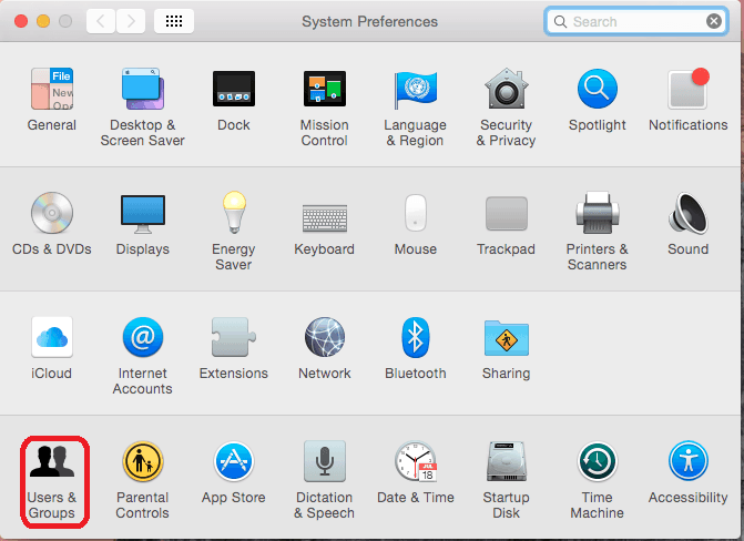 System Preferences en MacOS - Users and GroupsEd