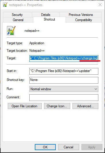Notepad change log