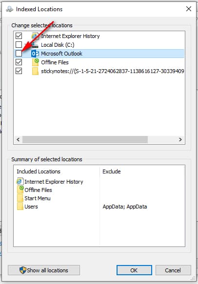 6 Outlook 2013 Opciones De Indexacion Remover Outlook