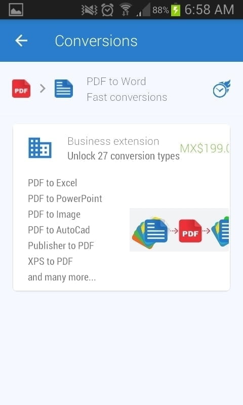 PDF to Word Converter - Tipos de conversion disponible