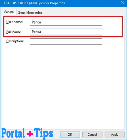 cambiar el nombre de usuario en windows 10 utilizando el Administrador de cuentas de usuario Pasos 7 al 11