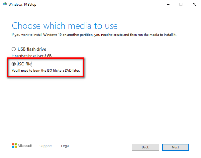 Guardar ISO de Windows 10 MediaCreationTool