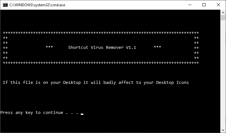 proceso de shortcut virus remover