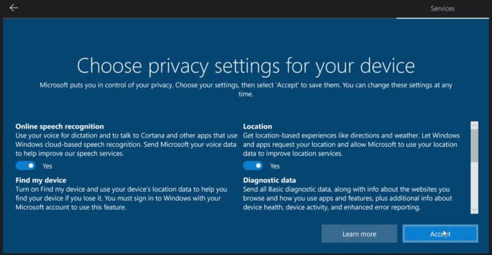 Windows 10 configuracion de privacidad