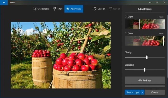 Ejemplo final de retoque de imagen en Fotos de Windows 10 Ejemplo final de retoque de imagen en Fotos de Windows 10