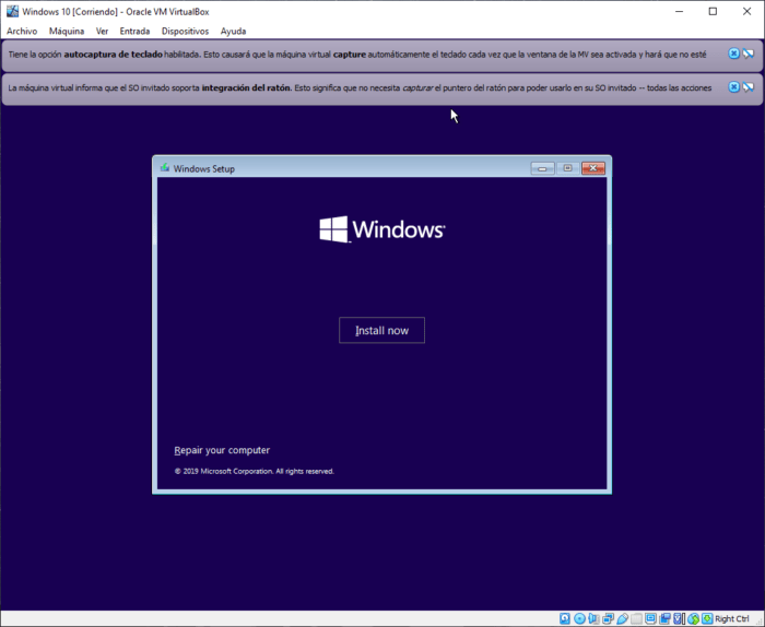Instalacion de Windows 10 en Virtualbox 2
