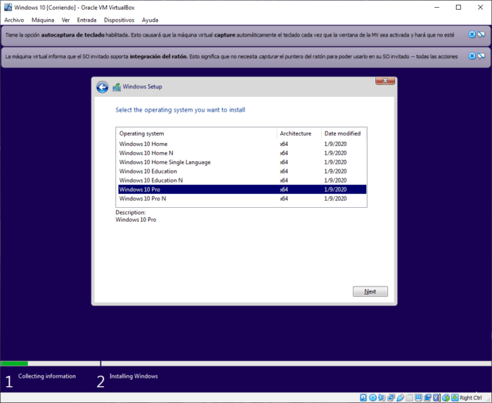 Instalacion de Windows 10 en Virtualbox 4