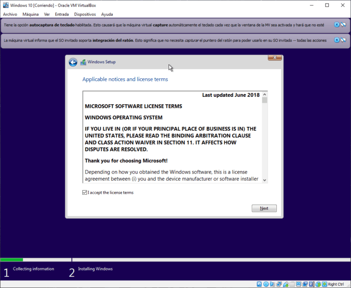 Instalacion de Windows 10 en Virtualbox 5