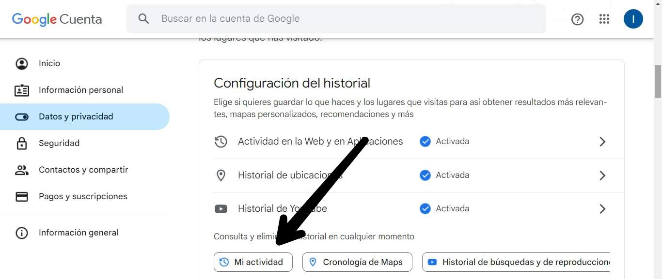 Historial de búsqueda en Google 6