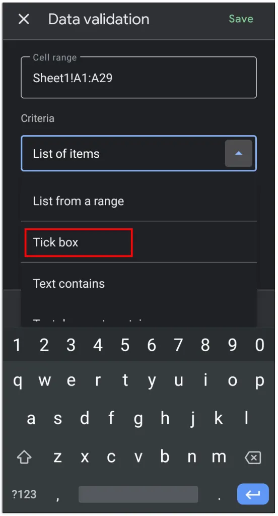 casilla de verificación a un documento de google 30