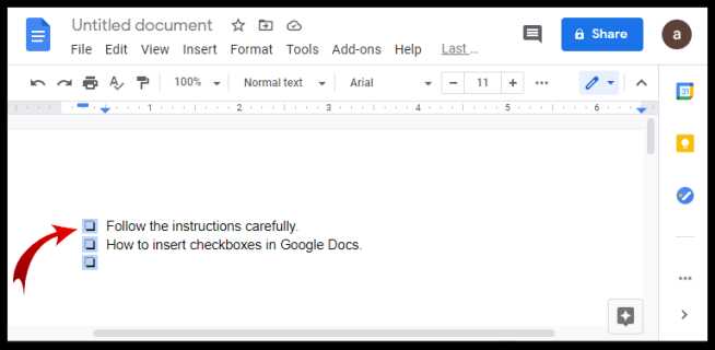 casilla de verificación a un documento de google 7