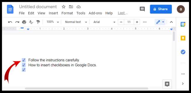 casilla de verificación a un documento de google 9